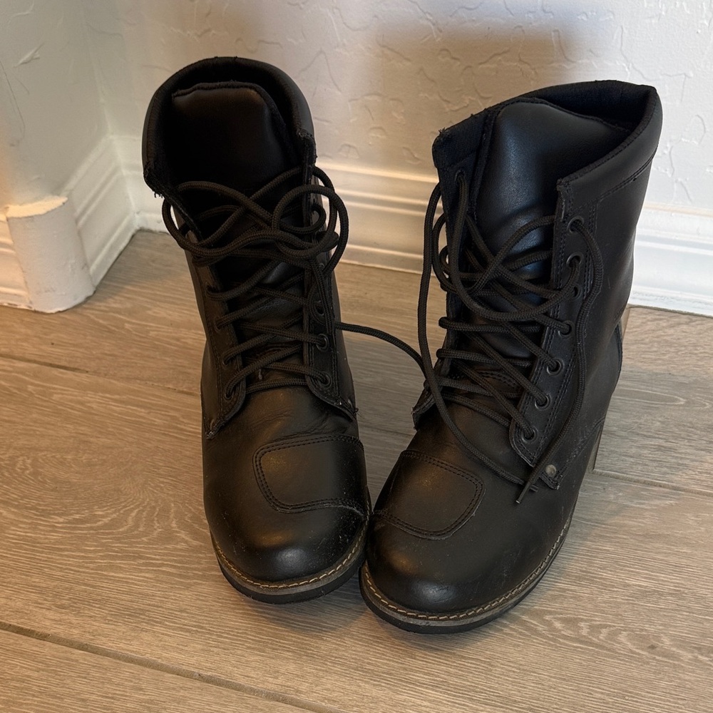 Black Lace-Up Combat Boots